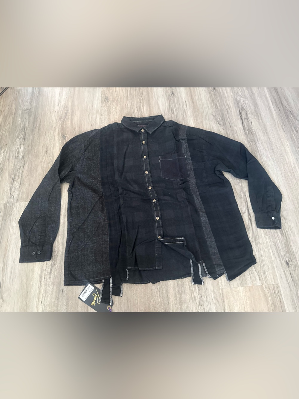 NEEDLES
Flannel Shirt -> 7 Cuts Wide Shirt / Over Dye Black